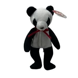 Ty Beanie Babies 8” Fortune Panda Bear Black White Bean Plush Stuffed Animal